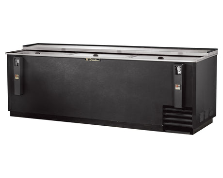 True TD-95-38-HC 95 inch black deep well horizontal bottle cooler with three slide lids commercial refrigeration