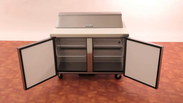 True TSSU-48-12-HC 2-Section 2 Door Refrigerated Salad/Sandwich Prep Table 48" - Holds (12) 1/6 Size Pans - 115v