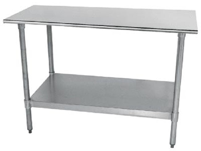 Advance Tabco TT-244-X Special Value Stainless Steel Flat Top Work Table with Adjustable Galvanized Undershelf and Legs 48" x 24"