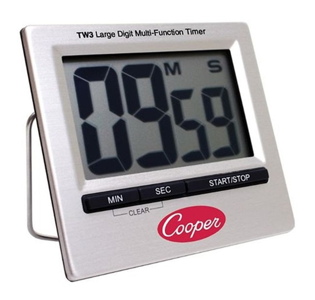 Cooper-Atkins TW3-0-8 Stainless Steel Large Digit Multi-Function 100 Minute Digital Timer - 6/Case