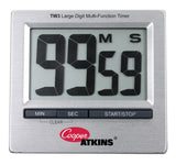 Cooper-Atkins TW3-0-8 Stainless Steel Large Digit Multi-Function 100 Minute Digital Timer - 6/Case