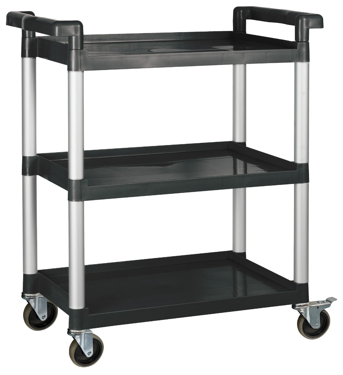 Winco UC-2415K 3 Shelf Utility Cart with Brakes 32"L x 16-1/8"W x 36-3/4"H - Black - 330 lb. Capacity - Unassembled