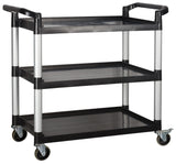 Winco UC-3019K 3 Shelf Utility Cart with Brakes 40-3/4"L x 19-1/2"W x 37-3/8"H - Black - 400 lb. Capacity