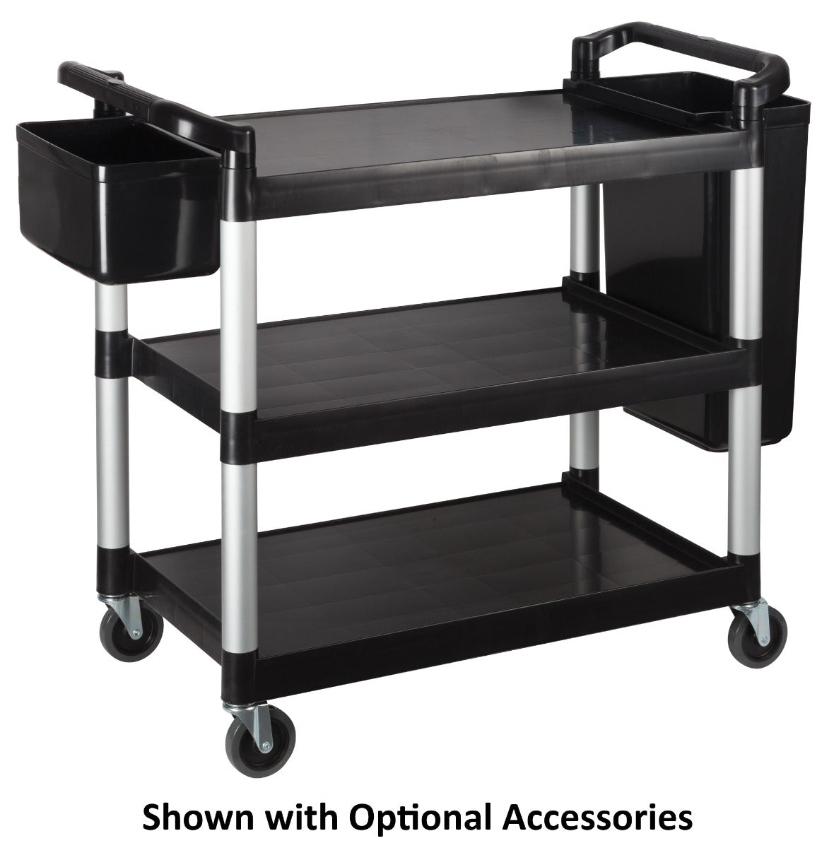 Winco UC-3019K 3 Shelf Utility Cart with Brakes 40-3/4"L x 19-1/2"W x 37-3/8"H - Black - 400 lb. Capacity