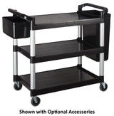 Winco UC-3019K 3 Shelf Utility Cart with Brakes 40-3/4"L x 19-1/2"W x 37-3/8"H - Black - 400 lb. Capacity