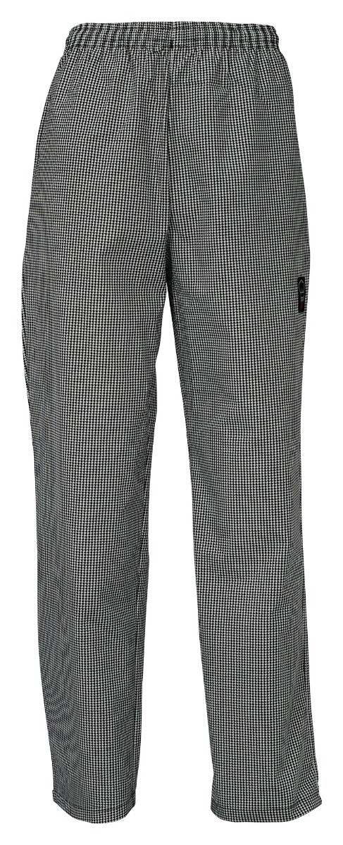 Winco UNF-4KM Signature Chef Newbury Unisex Chef Pants with Elastic Waistband & Drawstring - Houndstooth / Medium