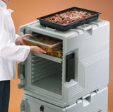 Cambro UPCS400480 Ultra Pan Carrier S-Series Front Loading Insulated Food Pan Carrier with Menu Clip  18" 60 qt. - Speckled Gray - (6) Full Size 2-1/2" Deep Pan Capacity