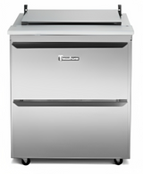 Traulsen UST276-L 1-Section Left Hinged 1 Door Refrigerated Salad/Sandwich Prep Table with Low Profile Flat Lid 27" - Holds (6) 1/6 Size Pans - 7.7 cu. ft. - 115v