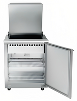 Traulsen UST279-R 1-Section Right Hinged 1 Door Refrigerated Salad/Sandwich Prep Table with Low Profile Flat Lid 27" - Holds (9) 1/6 Size Pans - 7.7 cu. ft. - 115v