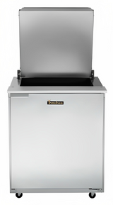 Traulsen UST279-R 1-Section Right Hinged 1 Door Refrigerated Salad/Sandwich Prep Table with Low Profile Flat Lid 27" - Holds (9) 1/6 Size Pans - 7.7 cu. ft. - 115v