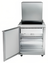 Traulsen UST2312-L 1-Section Left Hinged 1 Door Refrigerated Salad/Sandwich Prep Table with Low Profile Flat Lid 32" - Holds (12) 1/6 Size Pans - 8.8 cu. ft. - 115v