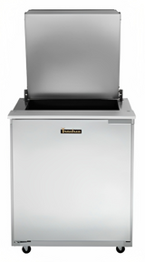 Traulsen UST2312-L 1-Section Left Hinged 1 Door Refrigerated Salad/Sandwich Prep Table with Low Profile Flat Lid 32" - Holds (12) 1/6 Size Pans - 8.8 cu. ft. - 115v