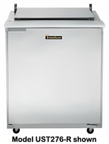 Traulsen UST2312-R-SB 1-Section Right Hinged 1 Door Refrigerated Salad/Sandwich Prep Table with Low Profile Flat Lid & Stainless Steel Back 32" - Holds (12) 1/6 Size Pans - 8.8 cu. ft. - 115v