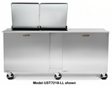 Traulsen UST7212-RR 2-Section Right/Right Hinged 2 Door Refrigerated Salad/Sandwich Prep Table with Low Profile Flat Lid 72" - Holds (12) 1/6 Size Pans - 20 cu. ft. - 115v