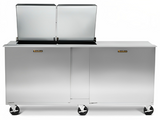 Traulsen UST7230-RR 2-Section Right/Right Hinged 2 Door Refrigerated Salad/Sandwich Prep Table with Low Profile Flat Lid 72" - Holds (30) 1/6 Size Pans - 20 cu. ft. - 115v