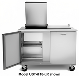 Traulsen UST7230-RR 2-Section Right/Right Hinged 2 Door Refrigerated Salad/Sandwich Prep Table with Low Profile Flat Lid 72" - Holds (30) 1/6 Size Pans - 20 cu. ft. - 115v