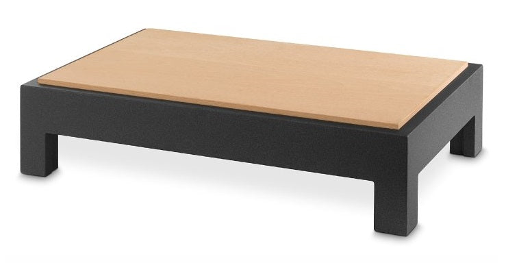 Vollrath V904850 Cubic Display Cutting Board Table with Full-Size Wood Cutting Board and Black Short-Height Table 20-7⁄8"W x 12-3⁄4"D x 4-11⁄16"H