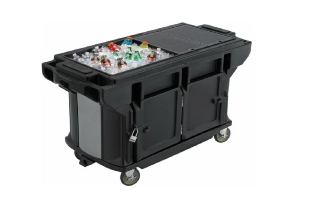 Cambro VBRUTHD6110 Black 6 Foot Ultra Series Versa Work Table with Heavy Duty Casters and Storage