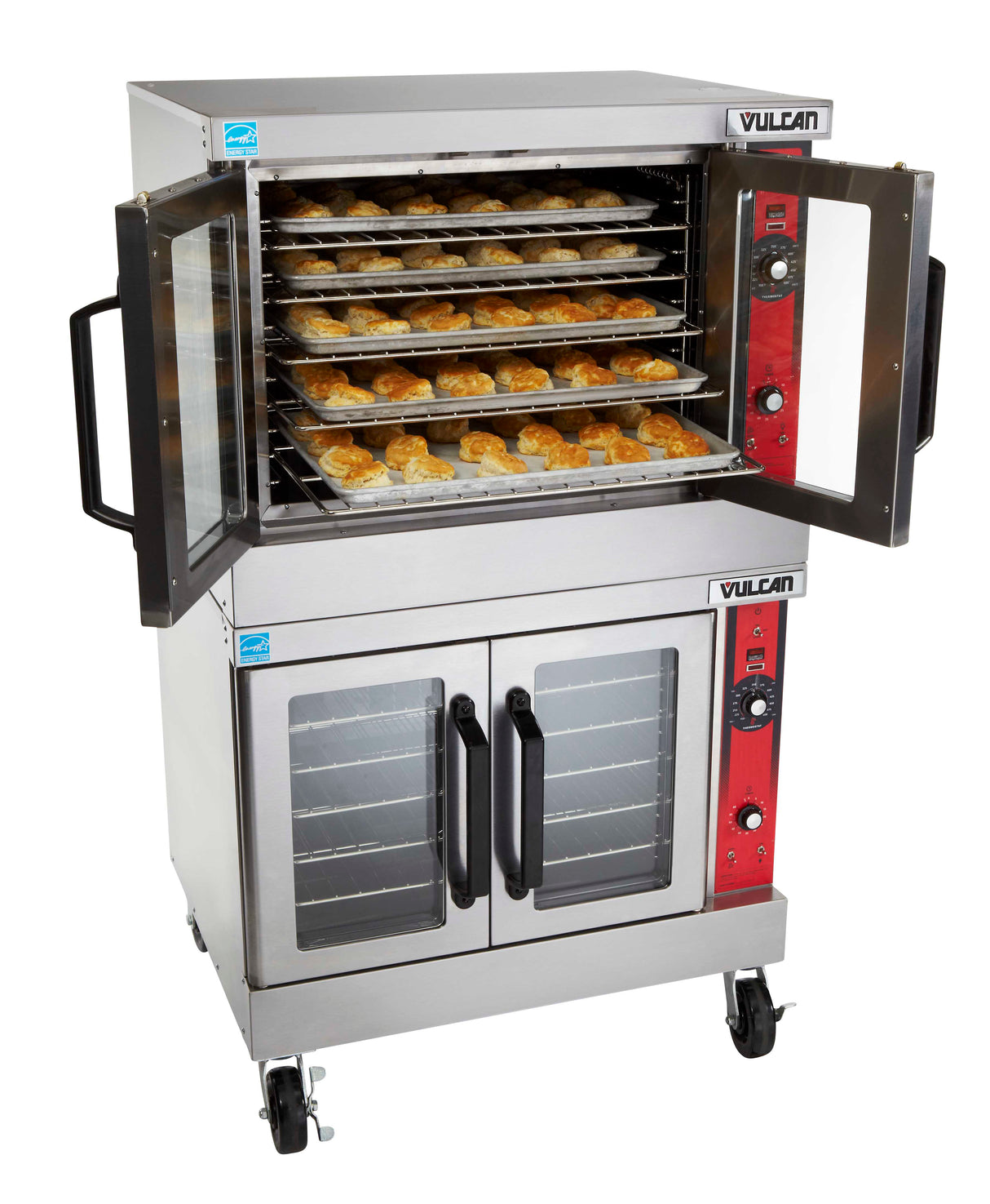 Vulcan VC66ED Double-Deck Full Size Deep Depth Electric Convection Oven with Solid State Controls - 208-240v/480v