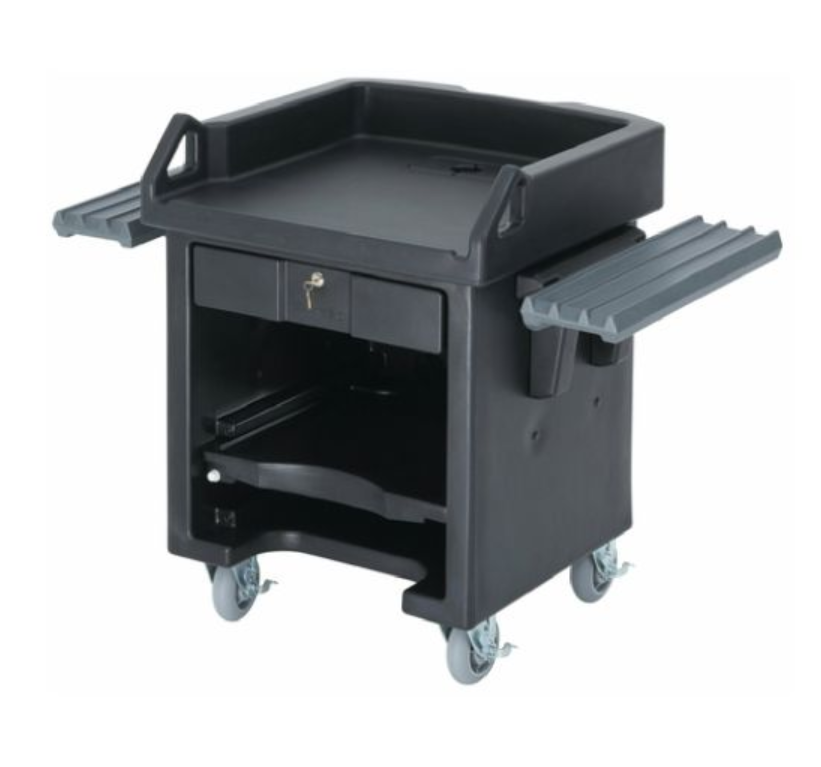 Cambro VCSWR110 Black Plastic Versa Cart with Standard Casters and Dual Tray Rails