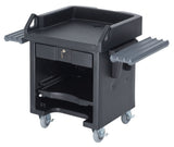 Cambro VCSWRHD110 Versa Cash Register Cart with Dual Adjustable Rails, Lockable Center Drawer and Heavy Duty Casters 52-3/4"L x 32"W x 43-3/4"H - Black