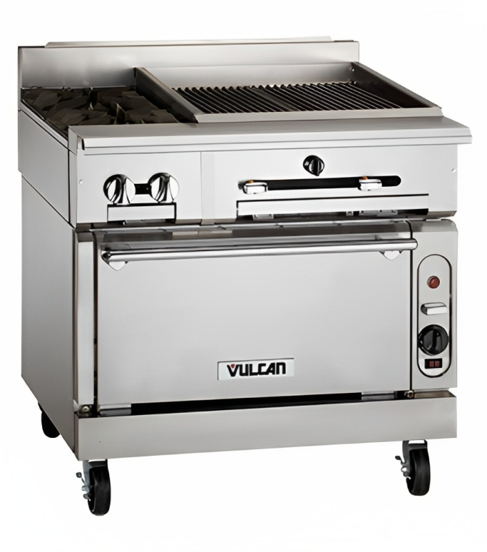Vulcan VTC36C Heavy Duty Infrared Gas Charbroiler w/ 3 Burners & Convection Oven Base 36" NG - 98,000 BTU