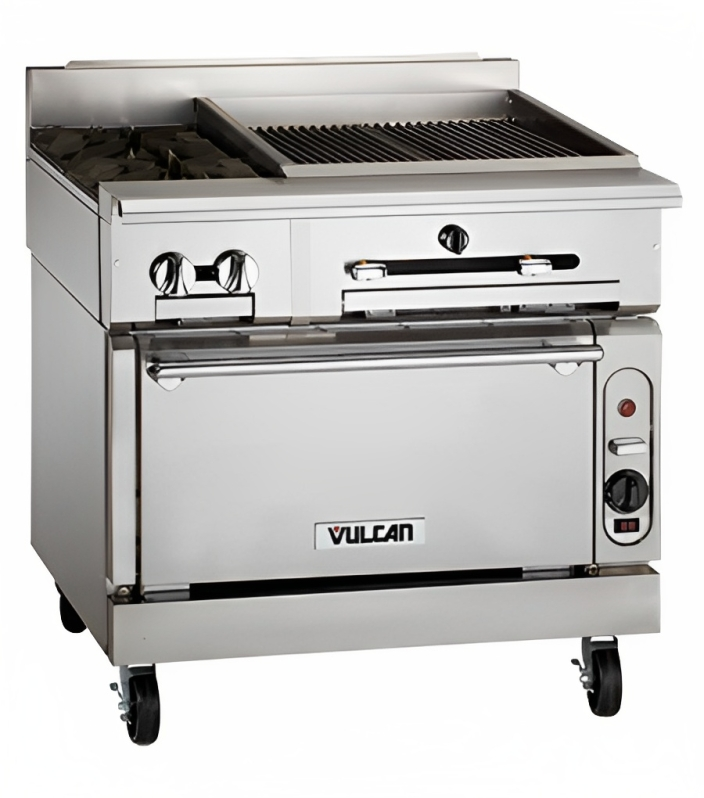 Vulcan VTC36S - Heavy Duty Infrared Gas Charbroiler w/ 3 Burners & Standard Oven Base 36" NG - 116,000 BTU