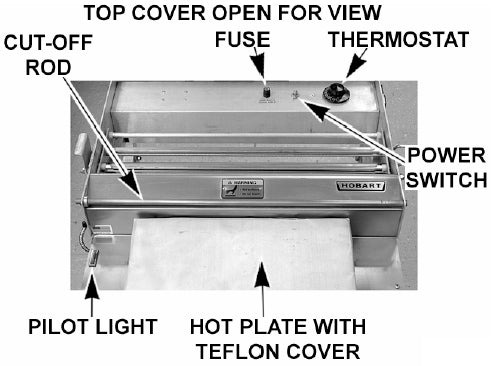 Hobart W32C-5 Hand Wrap Station with 3 Roll Film Capacity & Built-In Hot Plate - 120v/60/1