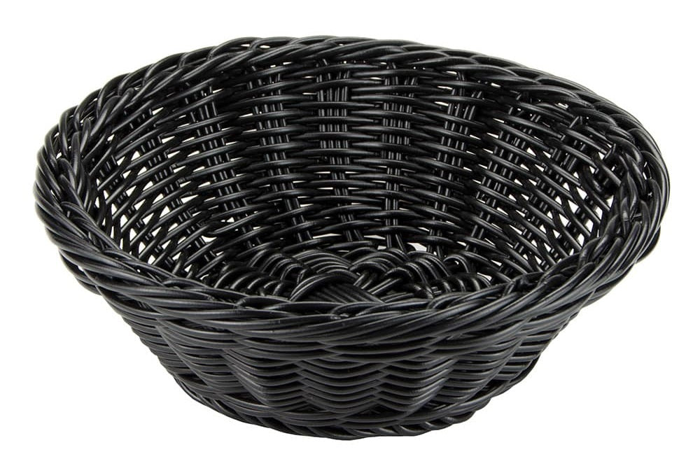 GET WB-1501-BK Designer Polyweave Round Serving Basket 9-1/2" dia. x 3-1/2"H - Black - 12/Case