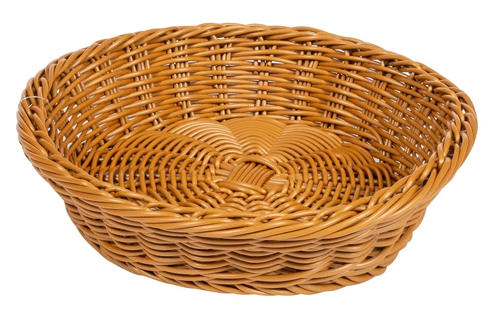 GET WB-1502-HY Designer Polyweave Round Serving Basket 11-1/2" dia. x 2-3/4"H - Honey - 12/Case