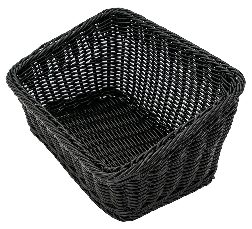 GET WB-1510-BK Designer Polyweave Bread & Bun Cascading Basket 9-1/4" x 13" x 4" & 7"H - Black - 6/Case