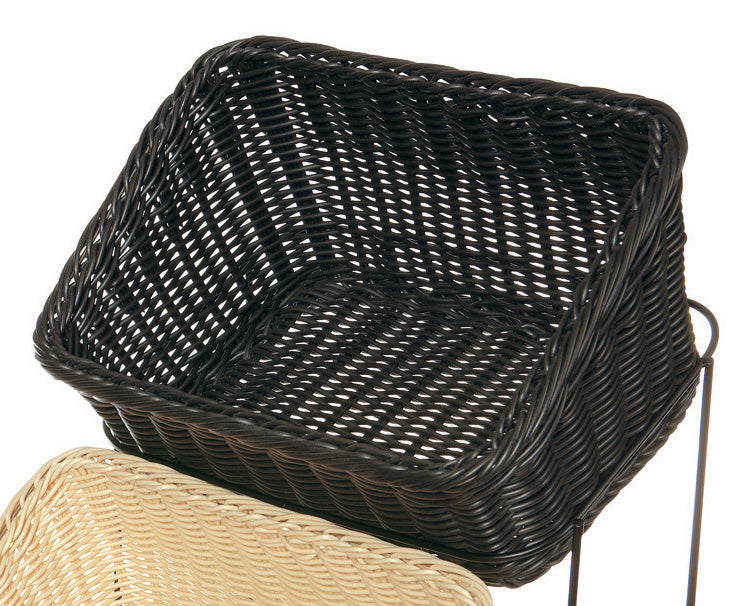 GET WB-1510-BK Designer Polyweave Bread & Bun Cascading Basket 9-1/4" x 13" x 4" & 7"H - Black - 6/Case