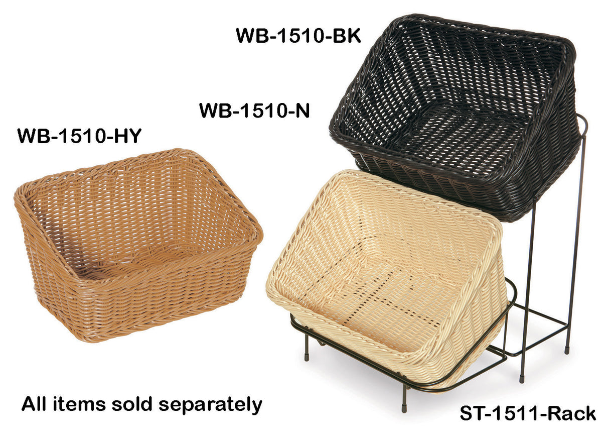GET WB-1510-BK Designer Polyweave Bread & Bun Cascading Basket 9-1/4" x 13" x 4" & 7"H - Black - 6/Case