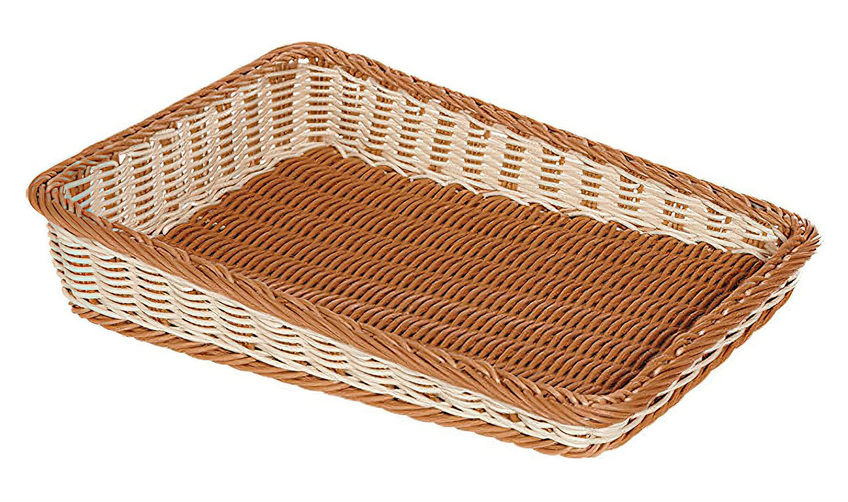 GET WB-1514-TT Designer Polyweave Bread & Bun Cascading Basket 23-1/2" x 17-1/2" x 4-3/4" & 2-1/2"H - Two-Tone - 6/Case