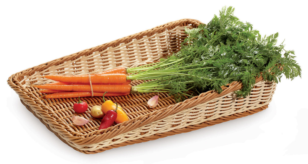 GET WB-1514-TT Designer Polyweave Bread & Bun Cascading Basket 23-1/2" x 17-1/2" x 4-3/4" & 2-1/2"H - Two-Tone - 6/Case