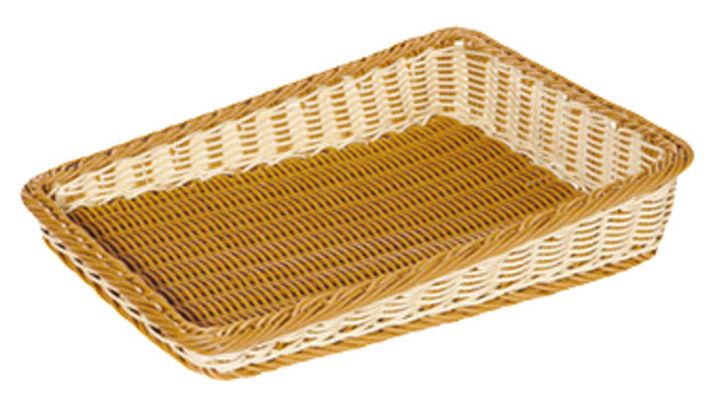 GET WB-1514-TT Designer Polyweave Bread & Bun Cascading Basket 23-1/2" x 17-1/2" x 4-3/4" & 2-1/2"H - Two-Tone - 6/Case