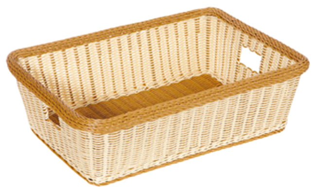 GET WB-1517-TT Designer Polyweave Bread & Bun Rectangular Basket 23" x 17" x 7"H - Two-Tone - 6/Case