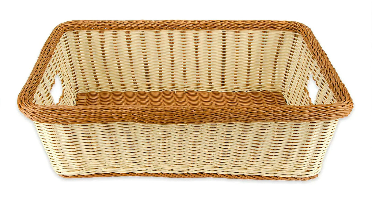 GET WB-1517-TT Designer Polyweave Bread & Bun Rectangular Basket 23" x 17" x 7"H - Two-Tone - 6/Case