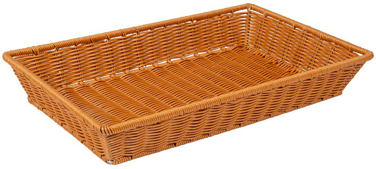 GET WB-1552-HY Designer Polyweave Bread & Bun Rectangular Basket 21" x 12-3/4" x 2-3/4"H - Honey - 12/Case