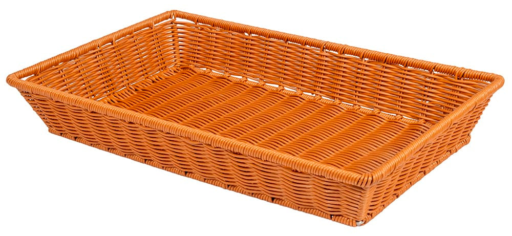 GET WB-1552-HY Designer Polyweave Bread & Bun Rectangular Basket 21" x 12-3/4" x 2-3/4"H - Honey - 12/Case