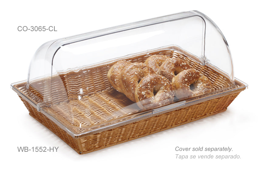 GET WB-1552-HY Designer Polyweave Bread & Bun Rectangular Basket 21" x 12-3/4" x 2-3/4"H - Honey - 12/Case
