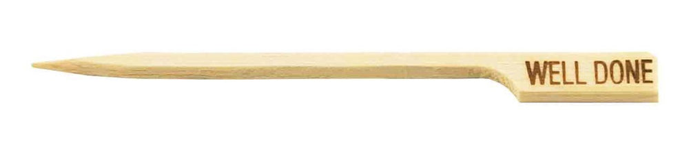 TableCraft WELLDONE "Well Done" 3-1/2" Bamboo Temperature Meat Marker Pick - 100/Pack