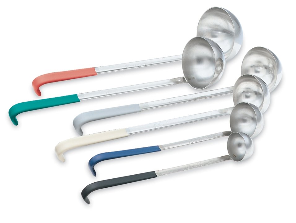 Vollrath 58333 Stainless Steel Ladle with Ivory Kool Touch Hooked Handle  12-5/8" Grooved Hooked Handle 3 oz.
