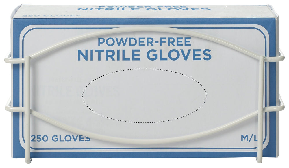 Winco WHW-11 Wall-Mount Steel Wire Disposable Glove Box Holder 10-1/4" x 3-5/8" x 5"H - White - Fits (1) 9-3/4" x 3-1/4" Box - 12/Case