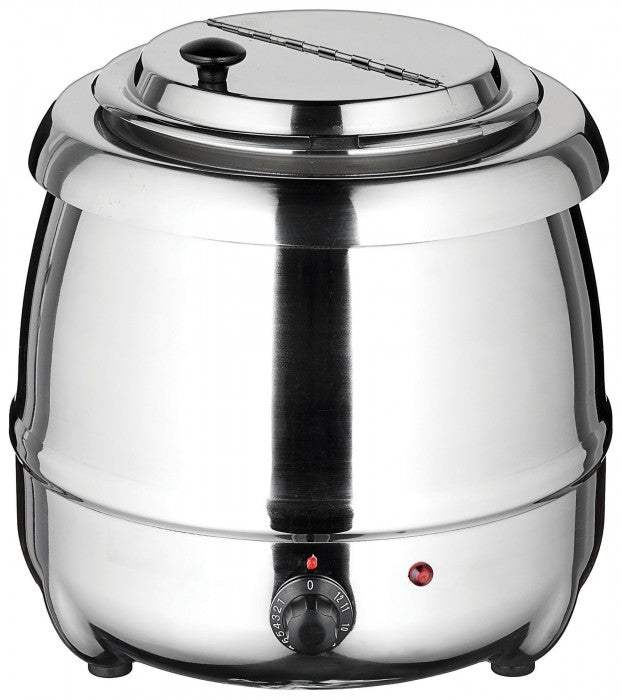 Winco ESW-70 Black Diamond Stainless Steel Countertop Electric Kettle Soup Warmer 10 Qt. - 120v