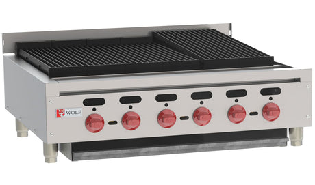 Wolf ACB36 36 inch countertop natural gas charbroiler with 6 burners commercial kitchen