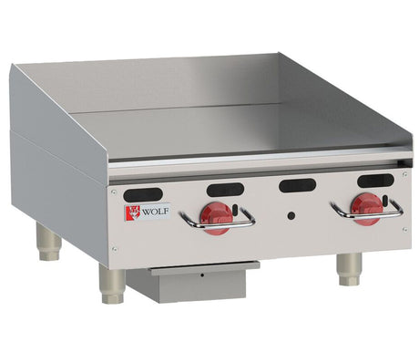 Wolf AGM24-101 24 inch countertop heavy duty natural gas griddle with 2 manual controls commercial kitchen