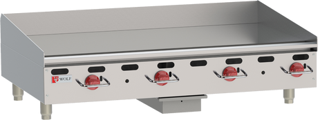 Wolf AGM48-101 48 inch countertop heavy duty natural gas griddle with 4 manual controls commercial kitchen