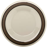 GET WP-5-CA Diamond Cambridge Melamine Wide Rim Round Dessert Plate 5-1/2" - Ivory / Gray Rim - 48/Case