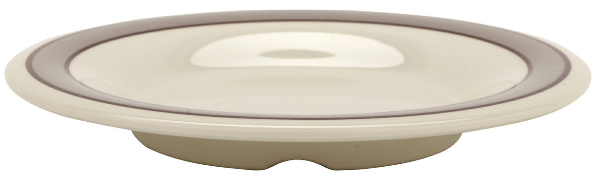 GET WP-5-CA Diamond Cambridge Melamine Wide Rim Round Dessert Plate 5-1/2" - Ivory / Gray Rim - 48/Case